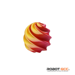 Colorful swirl dessert with Robot GCC logo at the bottom