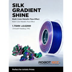 Spool of silk gradient shine filament with a metallic flow effect, featuring the brand 'Robot GCC'.