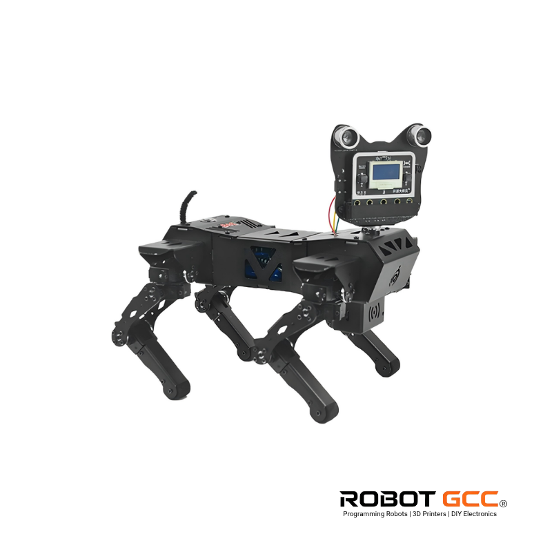 Robotic device with a screen and mechanical legs on a white background, branded 'Robot GCC'.