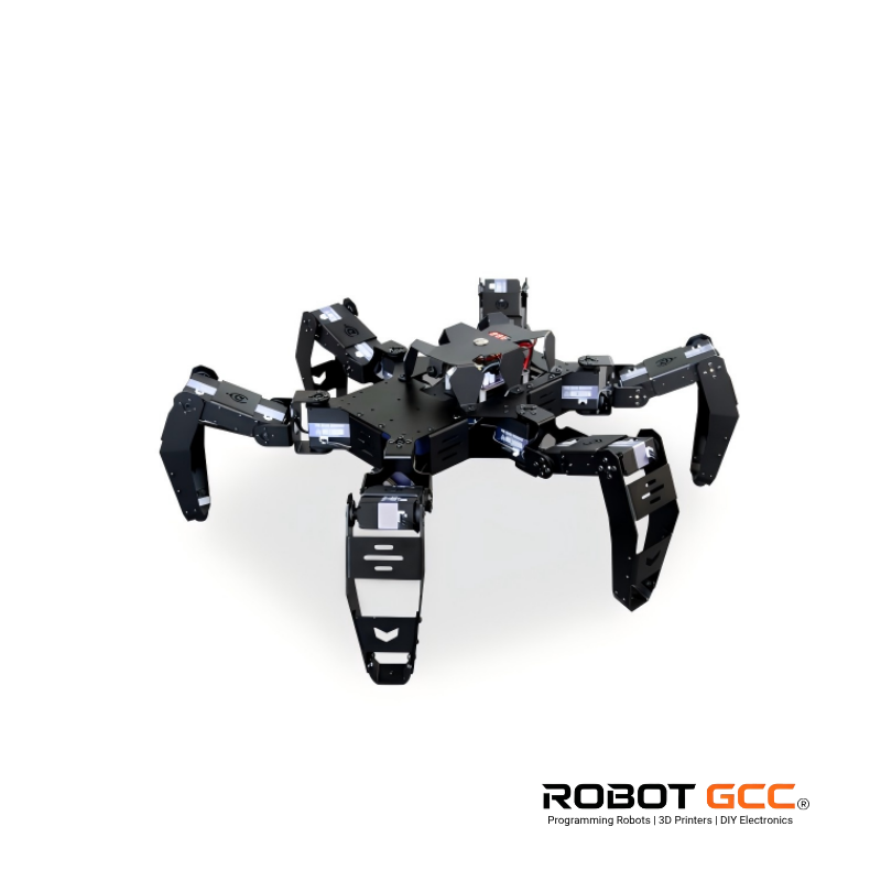 Black robot spider-like vehicle on a white background with 'Robot GCC' branding.