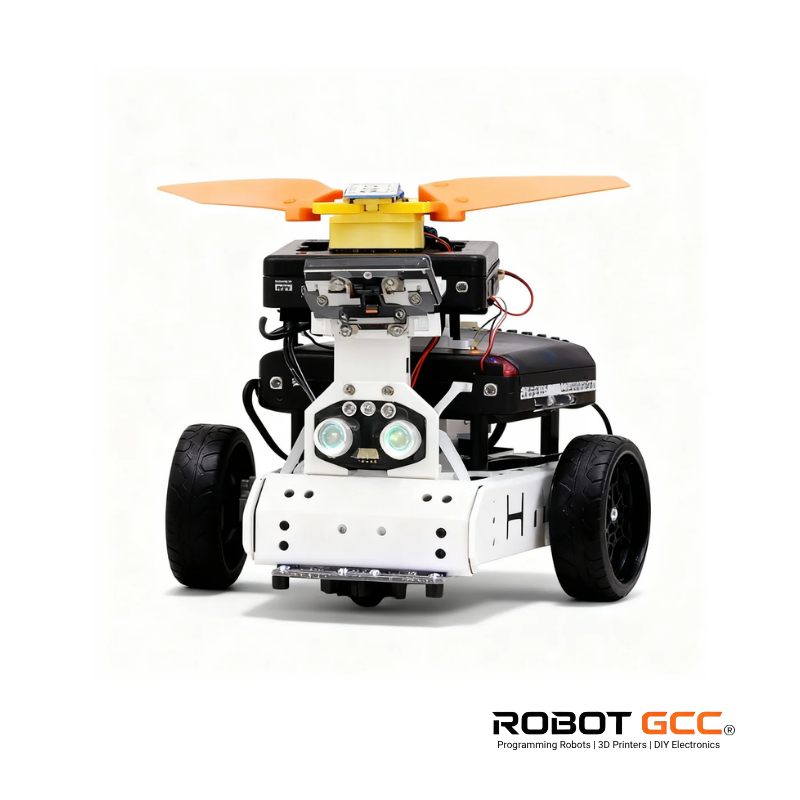 Robotic vehicle with propellers on a white background, featuring the brand 'Robot GCC'.