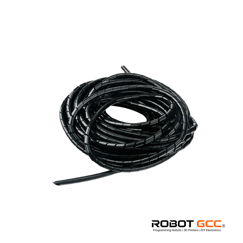 Coiled black cable on a white background with ROBOT GCC logo.