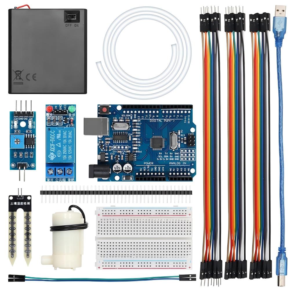 Arduino Automatic Watering System Kit | DIY Smart Irrigation Project with Soil Moisture Sensor, Relay & Water Pump | IoT Automation STEM Learning Kit for Students & Makers | Intelligent Plant Watering System for Home, Garden & Classroom
