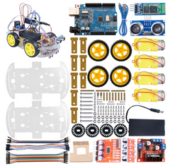 Arduino Smart Robot Car Kit | STEM 4WD Educational Robot for Coding & Robotics | Ultrasonic Obstacle Avoidance & Infrared Line Tracking | DIY Programmable Kit with Servo Steering, PWM Motor, Bluetooth/Wi-Fi Expansion for STEM Projects