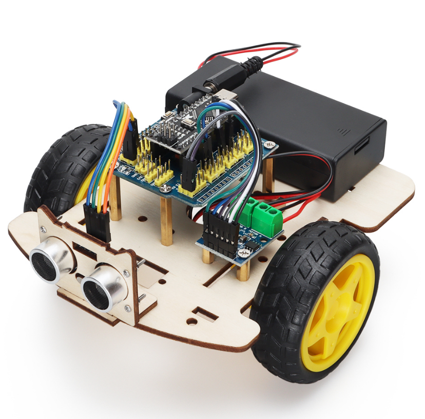 Obstacle Avoidance Robot Car Kit | Wooden DIY STEM Chassis with Ultrasonic Sensor & Infrared Line Tracking | Arduino-Compatible Educational Smart Car for Coding, Electronics & Autonomous Navigation Learning | Easy Assembly for Students & Makers