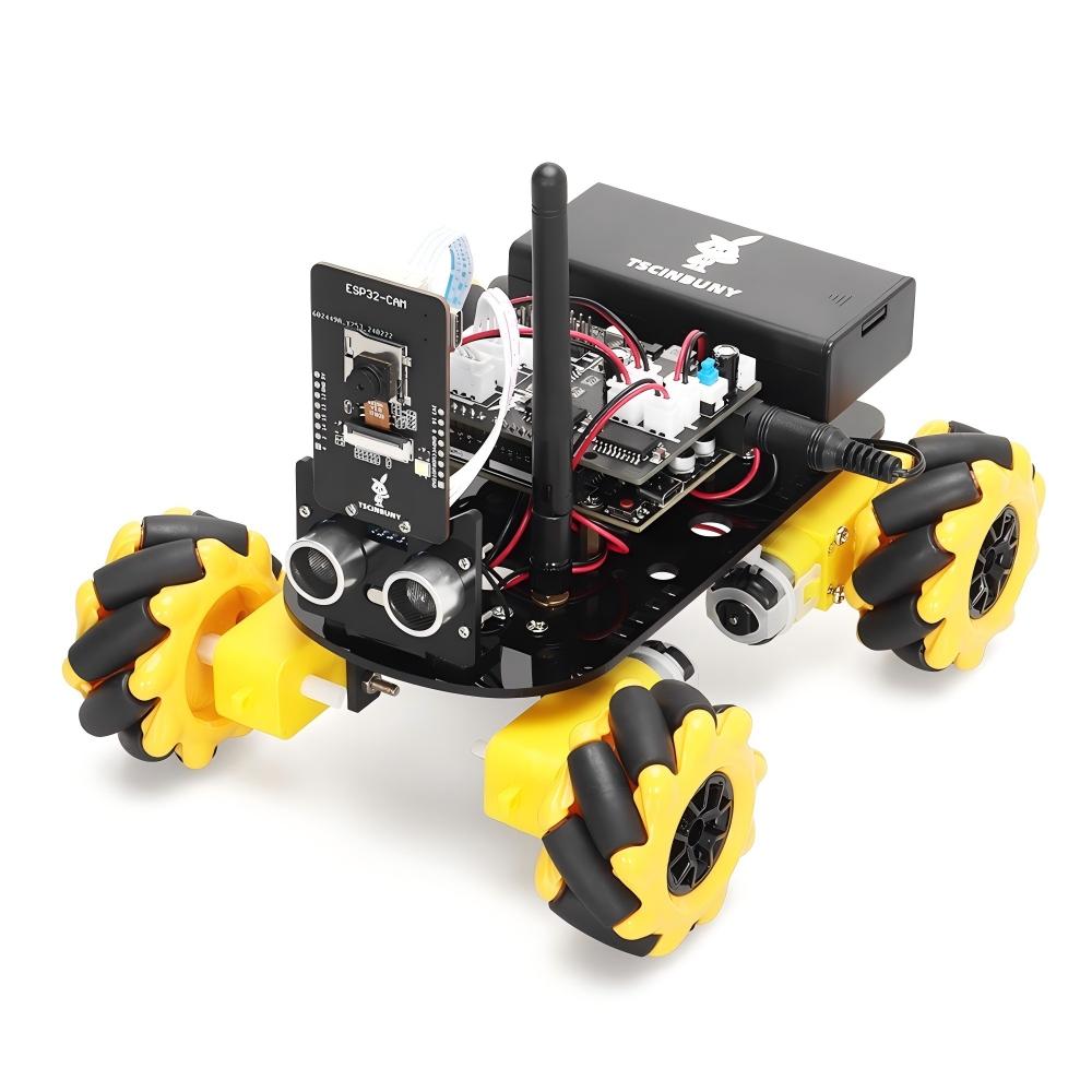 AI Vision Smart Robot Car Kit with Robotic Arm | ESP32-CAM 4WD Autonomous STEM Platform for Object Recognition, Obstacle Avoidance & Line Tracking | Wi-Fi/Bluetooth Controlled Programmable Robotics Kit with Servo Arm, Metal Gripper & Camera